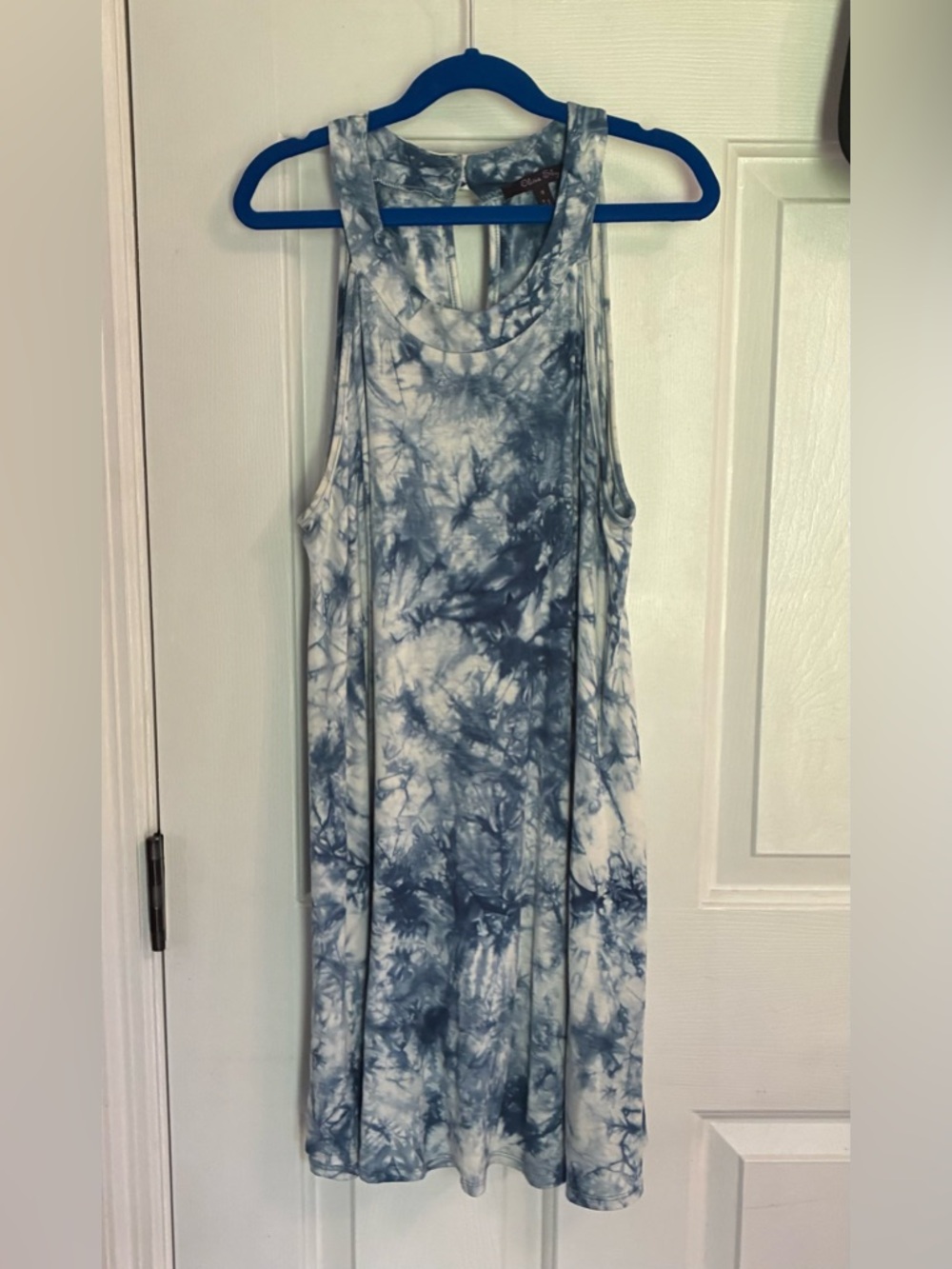 Olivia Sky Blue & White Tie-Dye Midi Dress